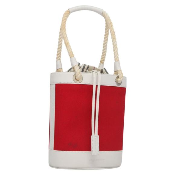 Burberry Blue Label Hand Bag Canvas Leather Red White Silver - Picture 1 of 16